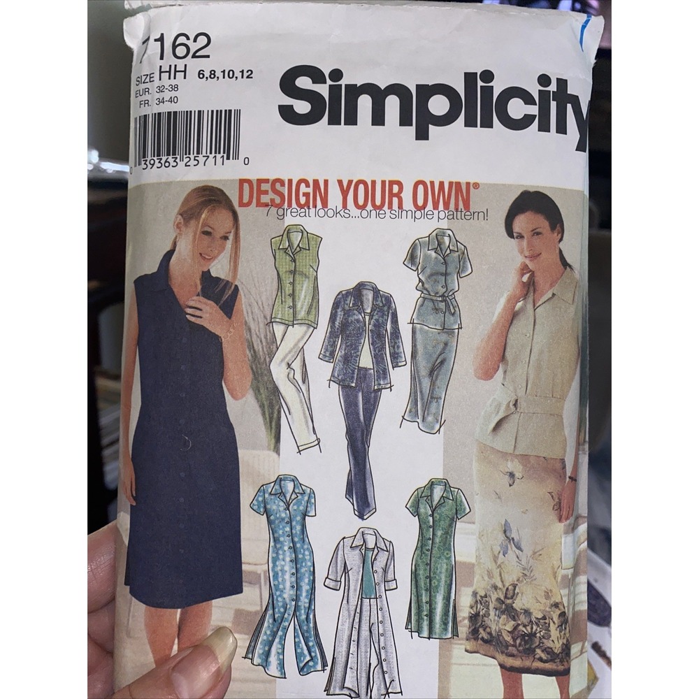 Simplicity 7162 Ladies Suit Sewing Pattern Shirt Dress Skirt Pants Size 6-12 Cut